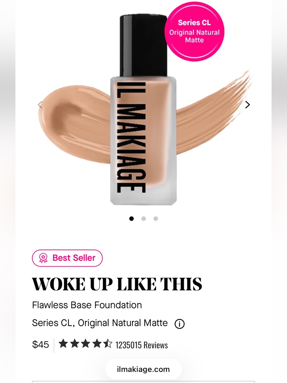 IL MAKIAGE Woke Up Like This Foundation #35 Natural Matte NIB
